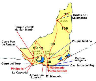 Parques de Maldonado - Ubicación - Presione sobre llas zonas